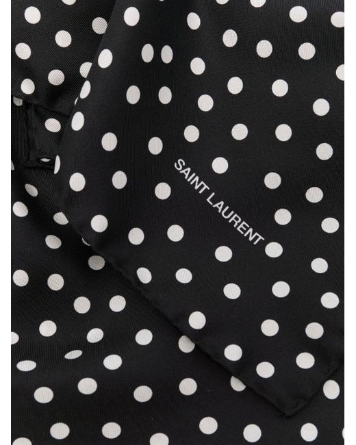 Foulard en soie à pois Soie Saint Laurent en coloris Noir | Lyst