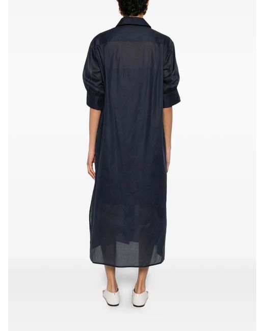 Jil Sander Blue Buttoned Midi Dress