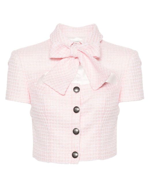 Veste crop en tweed à sequins Alessandra Rich en coloris Pink