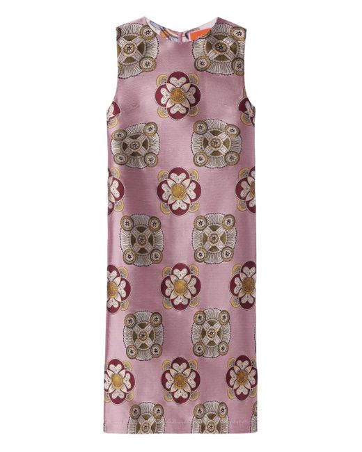 LaDoubleJ Purple Floral-Print Sleeveless Midi Dress
