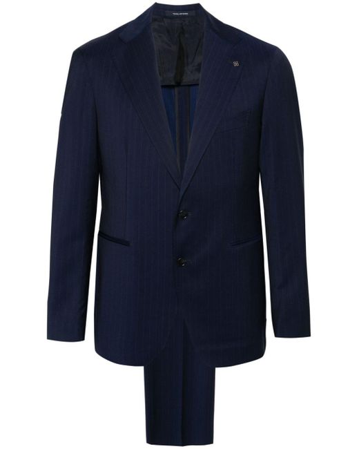 Tagliatore Blue Pinstriped Wool Single-breasted Suit for men