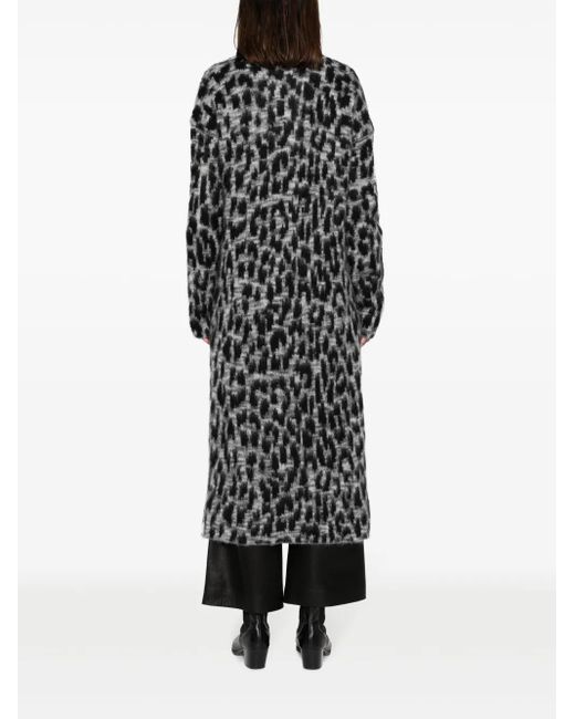 Zadig & Voltaire Black Leopard-Print Cardigan Coat