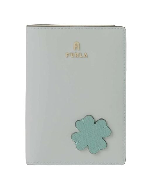 Furla Gray S Camelia Flower-Patch Passport Holder