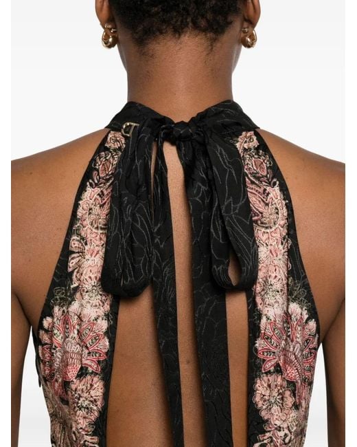 Twinset Black Jacquard-Print Long Jumpsuit