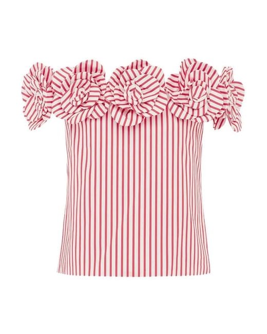 Blusa a rayas con motivo floral LEO LIN de color Pink