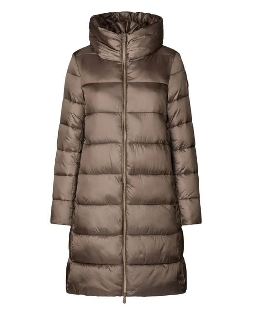 Save The Duck Brown Funnel-Neck Padded Coat