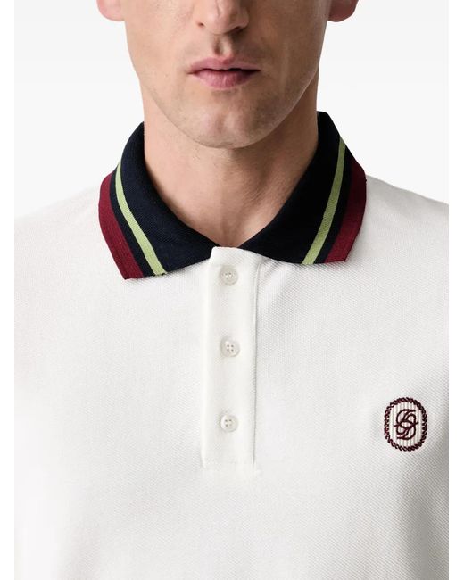 Drole de Monsieur White D Mirror Tipped Polo Shirt for men