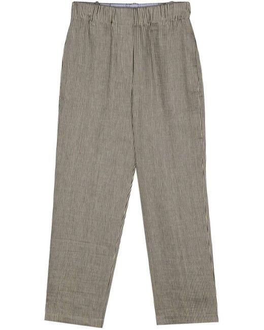 Alysi Gray Striped Tapered-leg Trousers