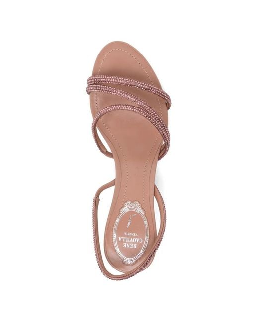 Rene Caovilla Pink 50Mm Embellished Sandals