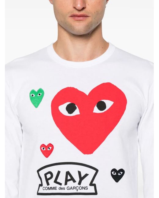 COMME DES GARÇONS PLAY White Logo-Print T-Shirt