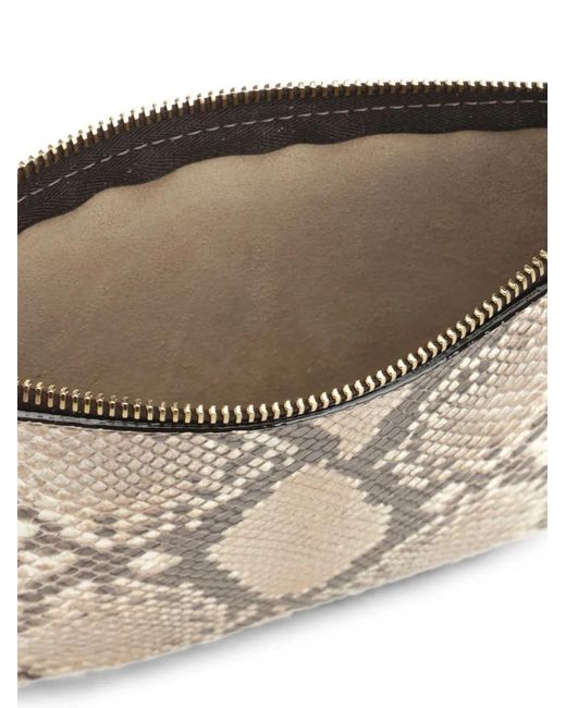 Chloé Natural Spin Snakeskin-Effect Pouch