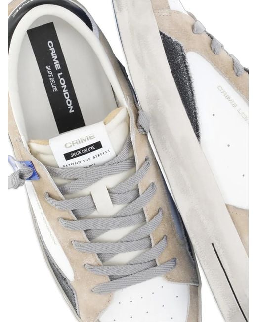 Crime London White Baskets Sk8 Deluxe En Cuir for men