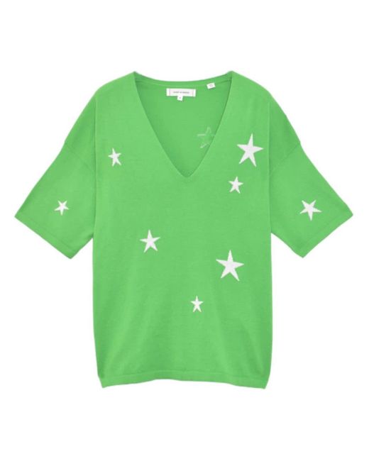 Chinti & Parker Green T-Shirt mit Intarsien-Sternen