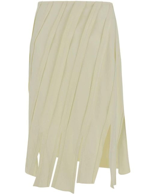 Bottega Veneta White Draped High-waisted Midi Skirt