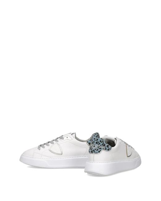 Philippe Model White Temple Low Leopard Panel Sneakers