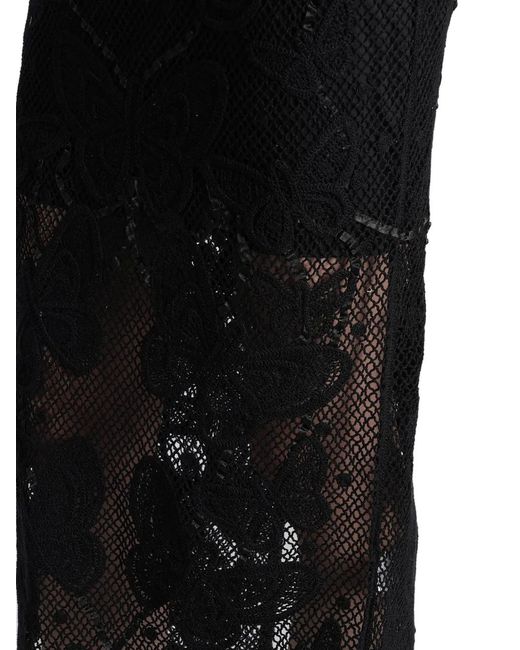 Blumarine Black Embellished Lace Midi Dress