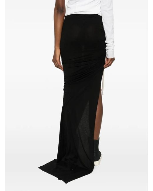 Rick Owens Black Edfu Drawstring Slit Skirt