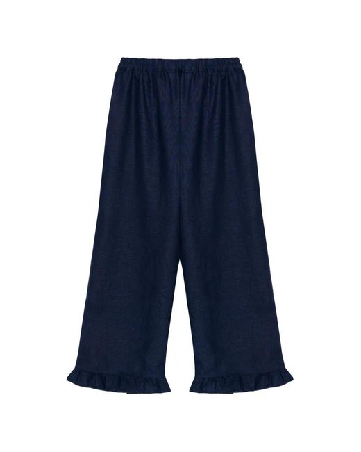 Sleeper Blue Pantalon Décontracté En Lin