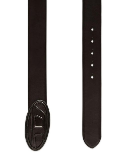 DIESEL Black Leather Belt With Leather-Covered Buckle for men