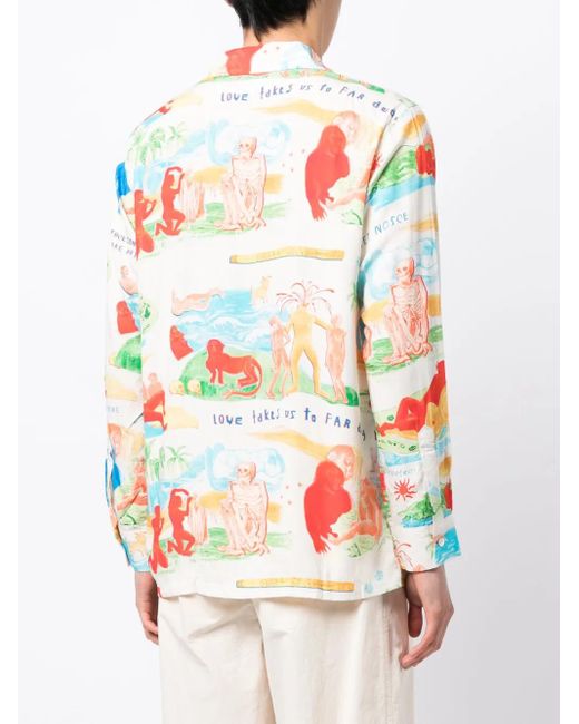 Endless Joy Gray Graphic-Print Long-Sleeve Shirt for men