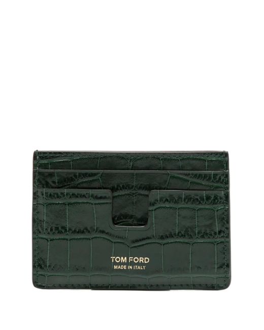 Tom Ford Green Leather Cardholder for men