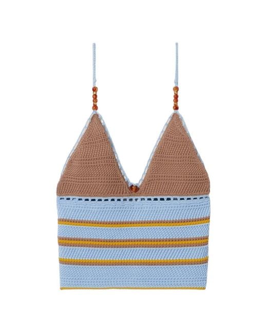 Claudie Pierlot Blue Multicolour Crochet Top