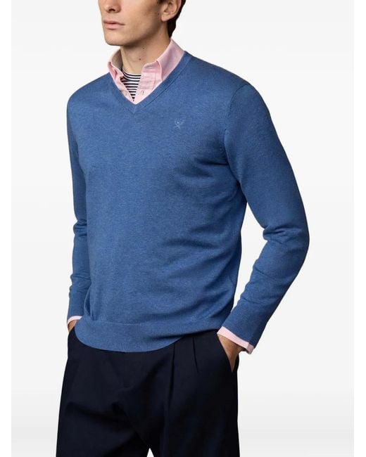 Hackett Blue V-Neck Sweater for men