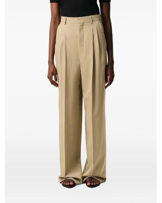 AMI Natural New Wool High Waist Wide Trousers