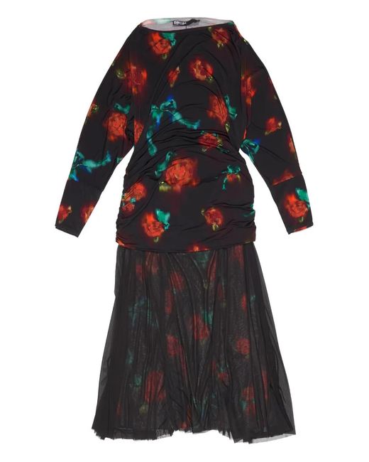 Bimba Y Lola Black Rose-Print Maxi Dress