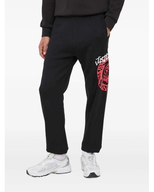 Just Cavalli Black Graphic Tiger Track Pants for men