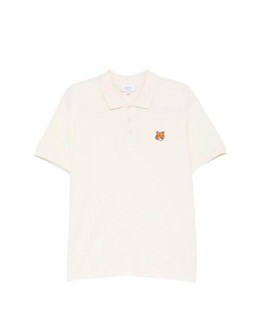Maison Kitsuné White Fox Head Polo Shirt for men