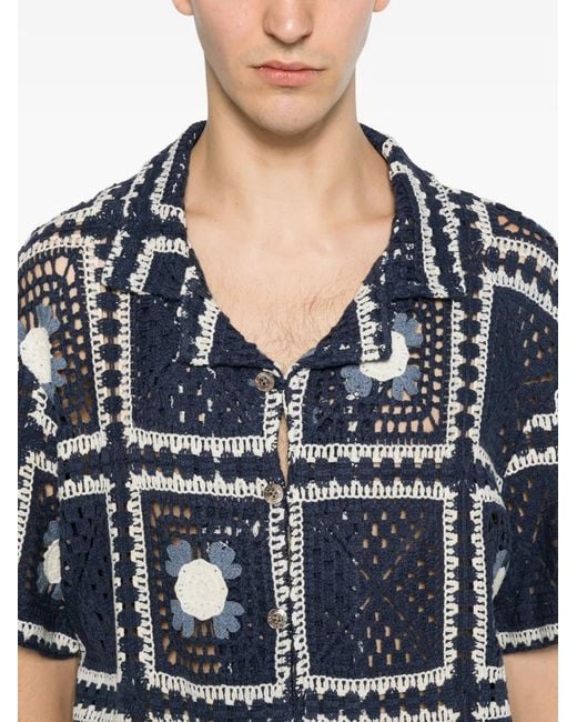 CHE Tejer Gehaakte Blouse in het Blue voor heren