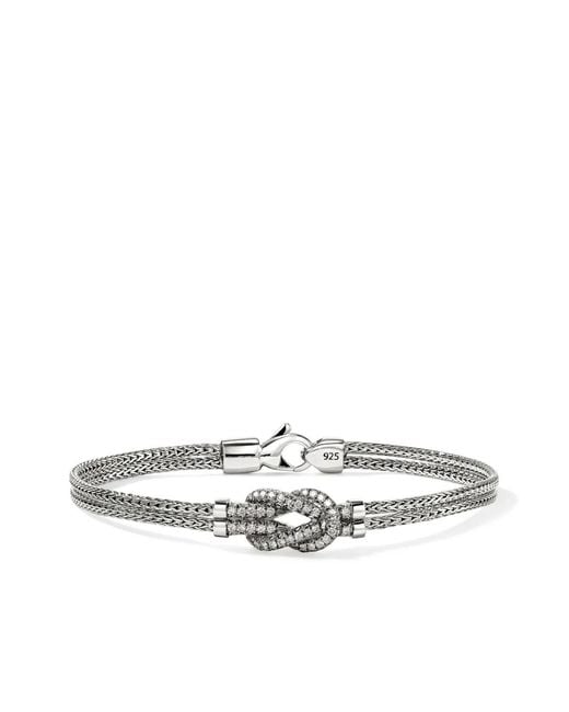 John Hardy White Sterling Love Knot Diamond Bracelet