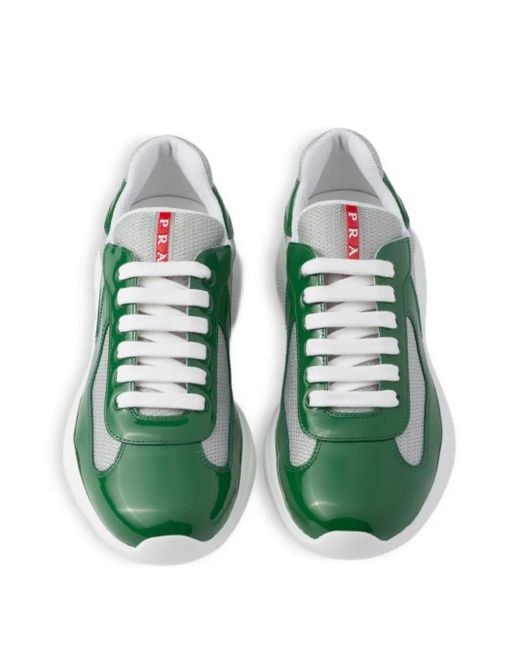 Prada Linea Rossa Green America's Cup Shiny Trainers for men
