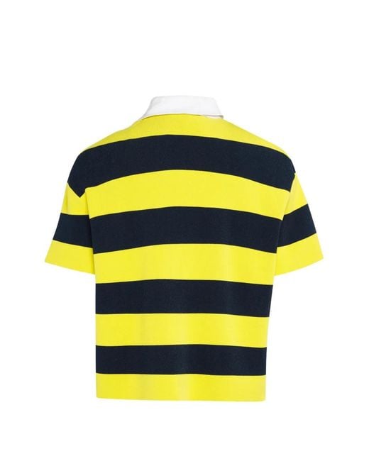 A.W.A.K.E. MODE Yellow Striped Polo Top
