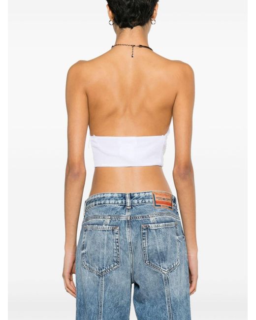 DSquared² White Night Out Rhinestone-embellished Crop Top