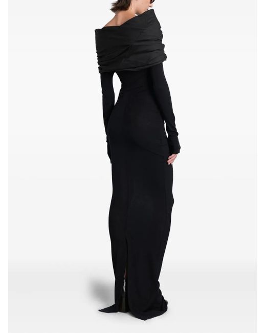 Entire studios Black Draped-Shoulder Maxi Dress