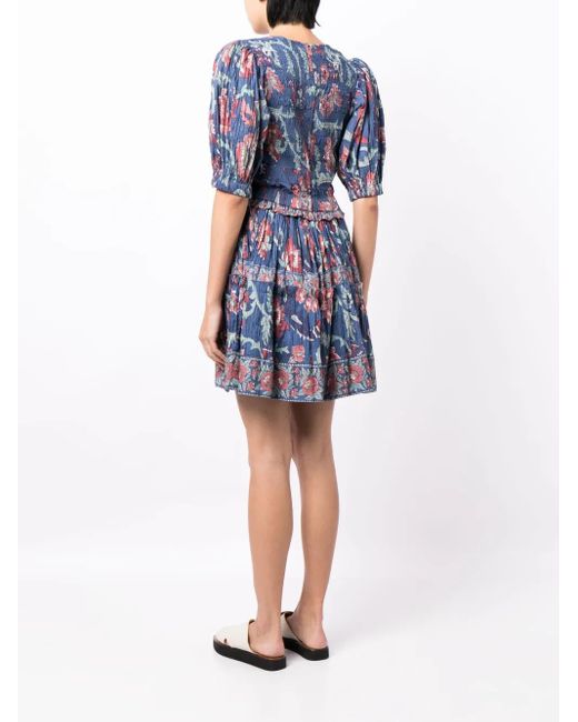 Sea Blue Rory Puff-Sleeve Minidress