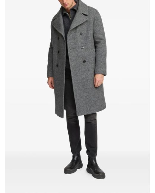 Yves Salomon Gray Double-Breasted Wool Coat for men