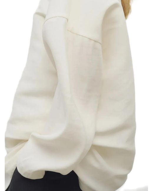 The Row White Elke Silk Oversized Jacket