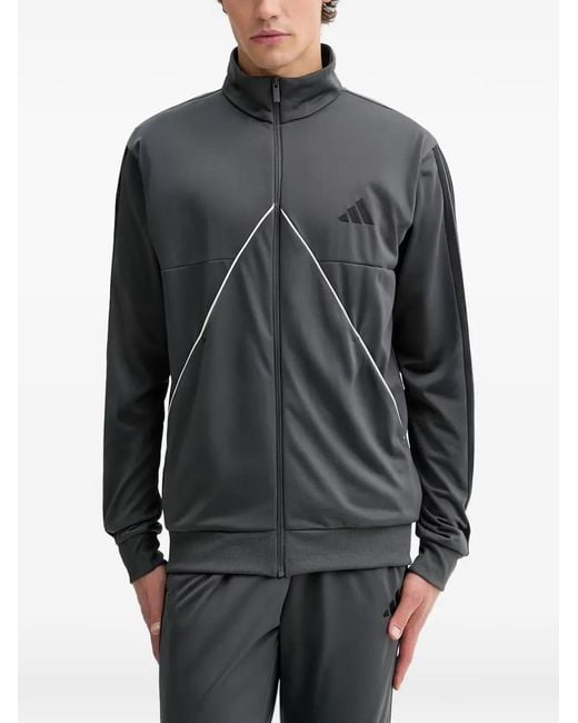 Adidas Gray Piped Zip-Up Jacket for men