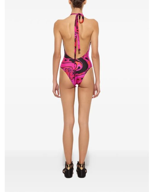 Emilio Pucci Pink Orchidee-Print Swimsuit