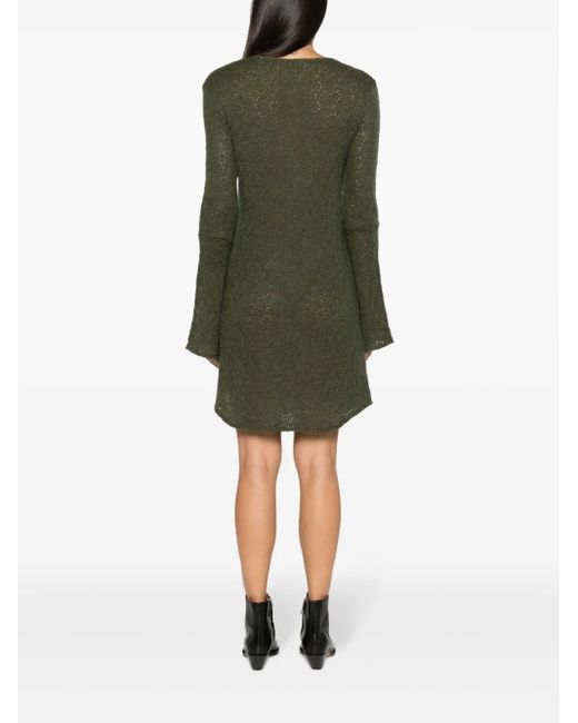 Our Legacy Green Two Face Crochet-Knit Minidress