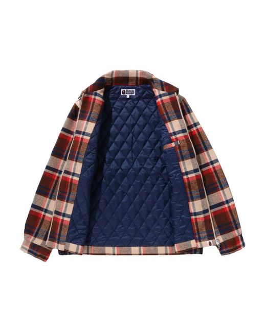 A Bathing Ape Red Check Pockets Jacket for men