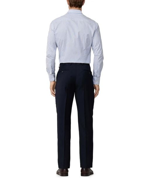 Hackett Blue Pressed-Crease Tailored Trousers for men