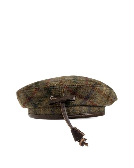 DSquared² Brown Plaid-Patterned Wool Beret