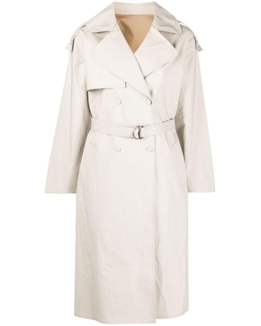 Yves Salomon Silk Belted Trench Coat in Natural | Lyst