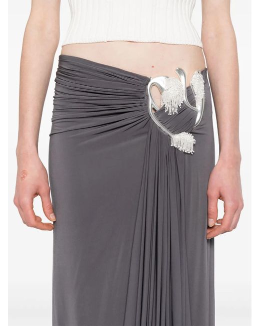Christopher Esber Sculptured Loop Drape Maxi Skirt Gray