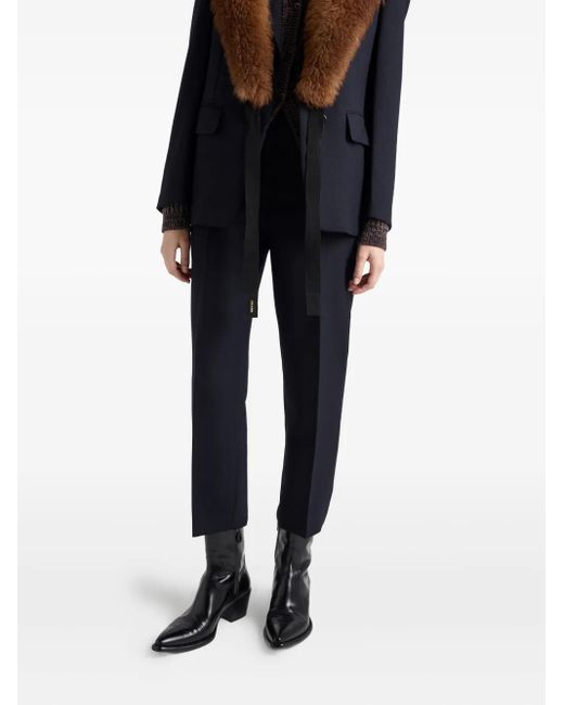 Prada Blue Rush-Stitch Wool Trousers
