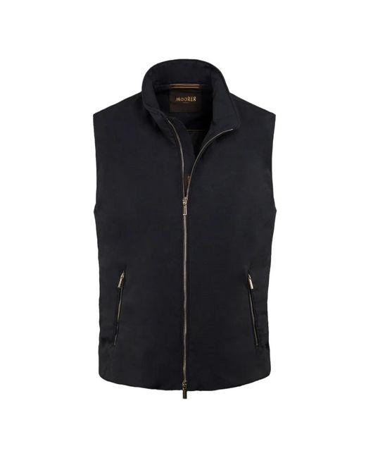 Moorer Black Zip Virgin Wool Vest for men
